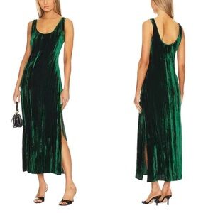Enza Costa Textured Velvet Tank Dress Green Size Small